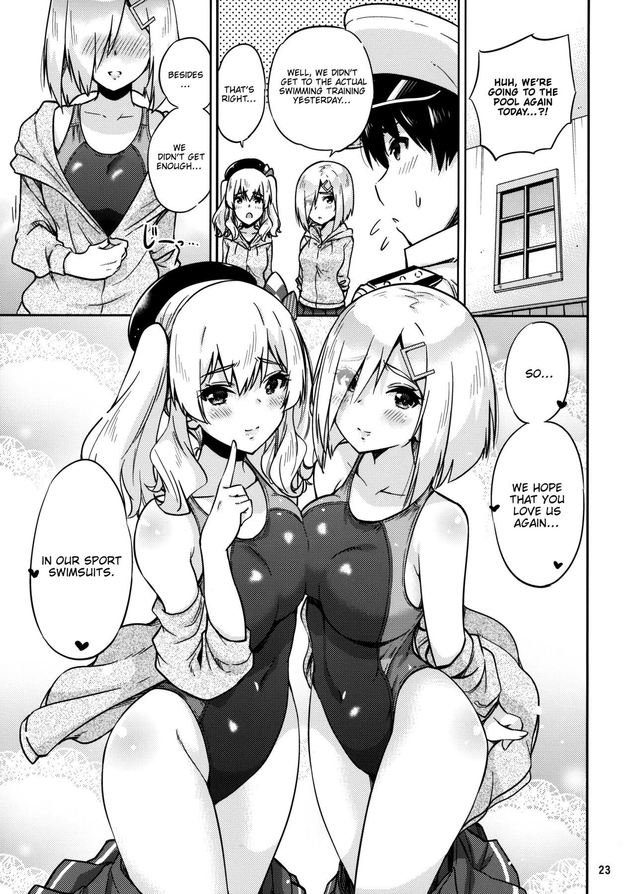 Hentai Manga Comic-Together with Kashima and Hamakaze Wearing Sport Swimsuits-Read-24